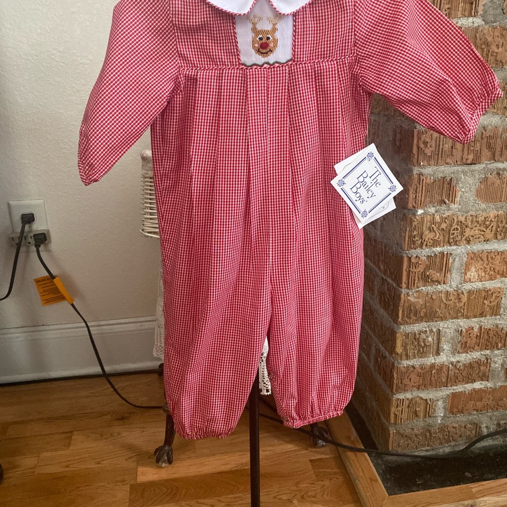 NWT The Bailey Boys Infant Christmas Smocked Long all size 6 months - Picture 5 of 16